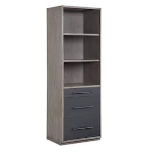 Estevon 18 in. Wide Gray Oak Finish 3-Shelf Accent Bookcase