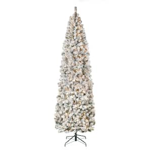 First Traditions 9 ft. Acacia Flocked Artificial Christmas Tree with Clear Lights