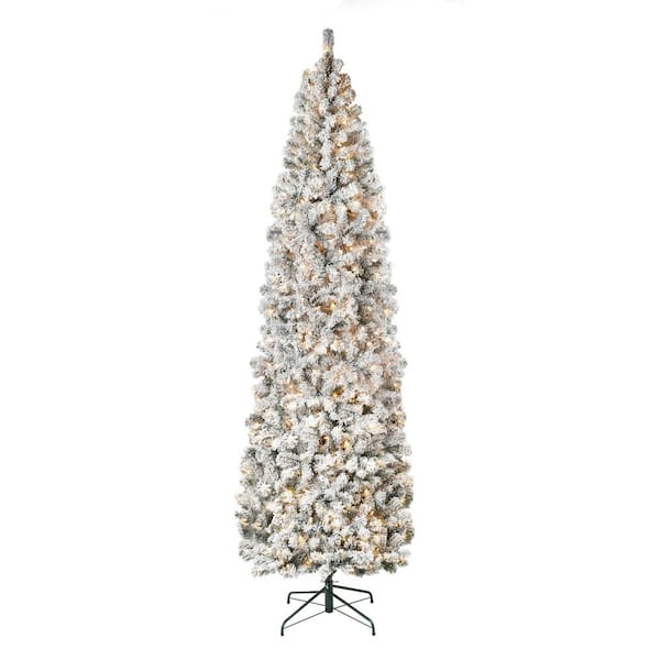 National Tree Company First Traditions 9 ft. Acacia Flocked Artificial Christmas Tree with Clear Lights