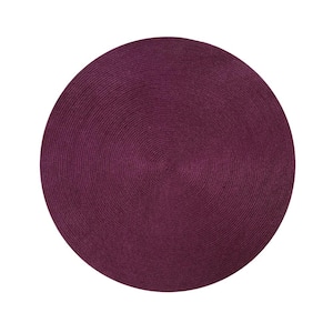 Country Braid Collection Burgundy Solid 72" Round 100% Polypropylene Reversible Solid Area Rug