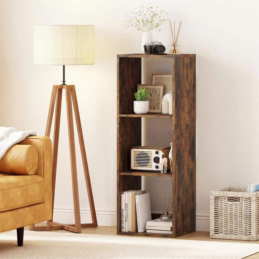 3 Cube 41 in. Tall Wood Bookcase Freestanding Bookcase with Open Back Anti-Tipping Kits Modern Display Rack Coffee price history on PriceWatchPro