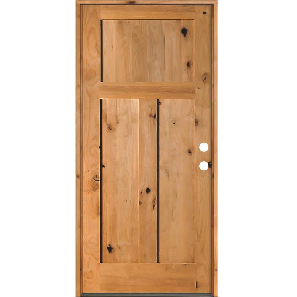 36 in. x 80 in. Rustic Knotty Alder 3 Panel Left-Hand/Inswing Clear Stain Wood Prehung Front Door price history on PriceWatchPro