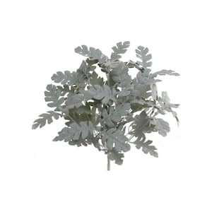 16 in. Artificial Dusty Miller Bush with Flocked Silk Leaves 2-Pack