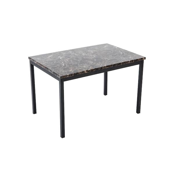 Boraam Arjen 47.25 in. W x 31.5 D. Rectangle Black and Faux Marble Top Rectangular Dining Table