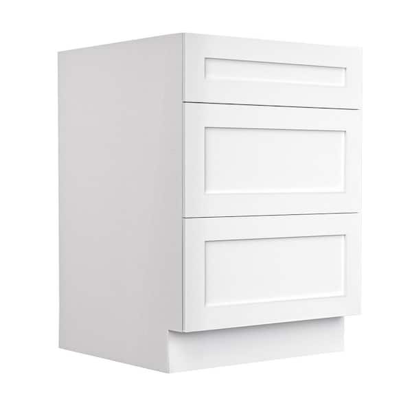 24 in W x 24 in D x 34 in H in White Plywood Assemble Under Kitchen Cabinet with 3 Drawer