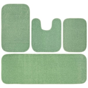 Gramercy Deep Fern Green Solid Plush Rectangle 4-Piece no Lid Bath Rug Set