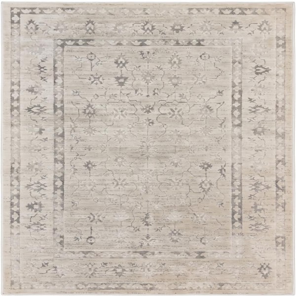 Eloria Oriental Washable Indoor Area Rug 5' x 8' Beige Modern Area Rug, Stain-Resistant Carpet