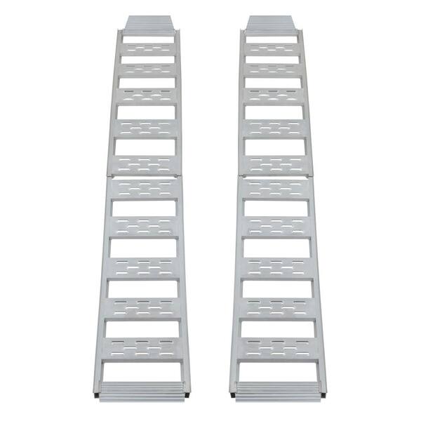 12 in. W x 90 in. L 1500 lb. Capacity Aluminum Folding S-Curve Ramp Truck  Loading with Treads (Includes 2 Ramps)