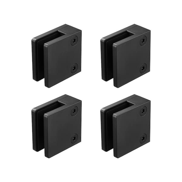 40-Pieces Glass Clamp, 1.02 in. x 2.17 in. Black Glass Mounting Clamp, Stainless Steel Stair Railing Kit