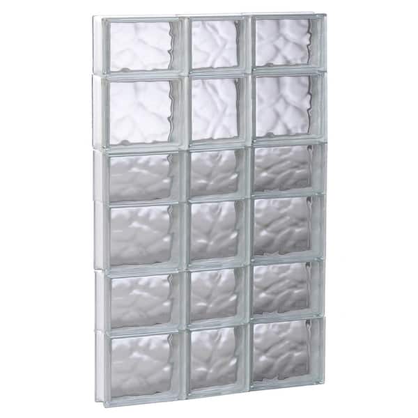 Clearly Secure 21.25 in. x 40.5 in. x 3.125 in. Frameless Wave Pattern Non-Vented Glass Block Window