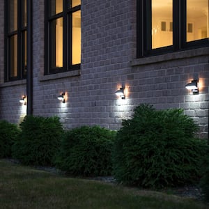 Architectural Bronze Outdoor Solar Warm White LED Motion Sensing Security Light with Dual Color Back Accent (2-Pack)
