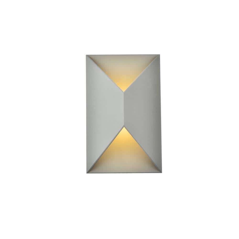 Timeless Home 1-Light Rectangular Silver LED Outdoor Wall Sconce
