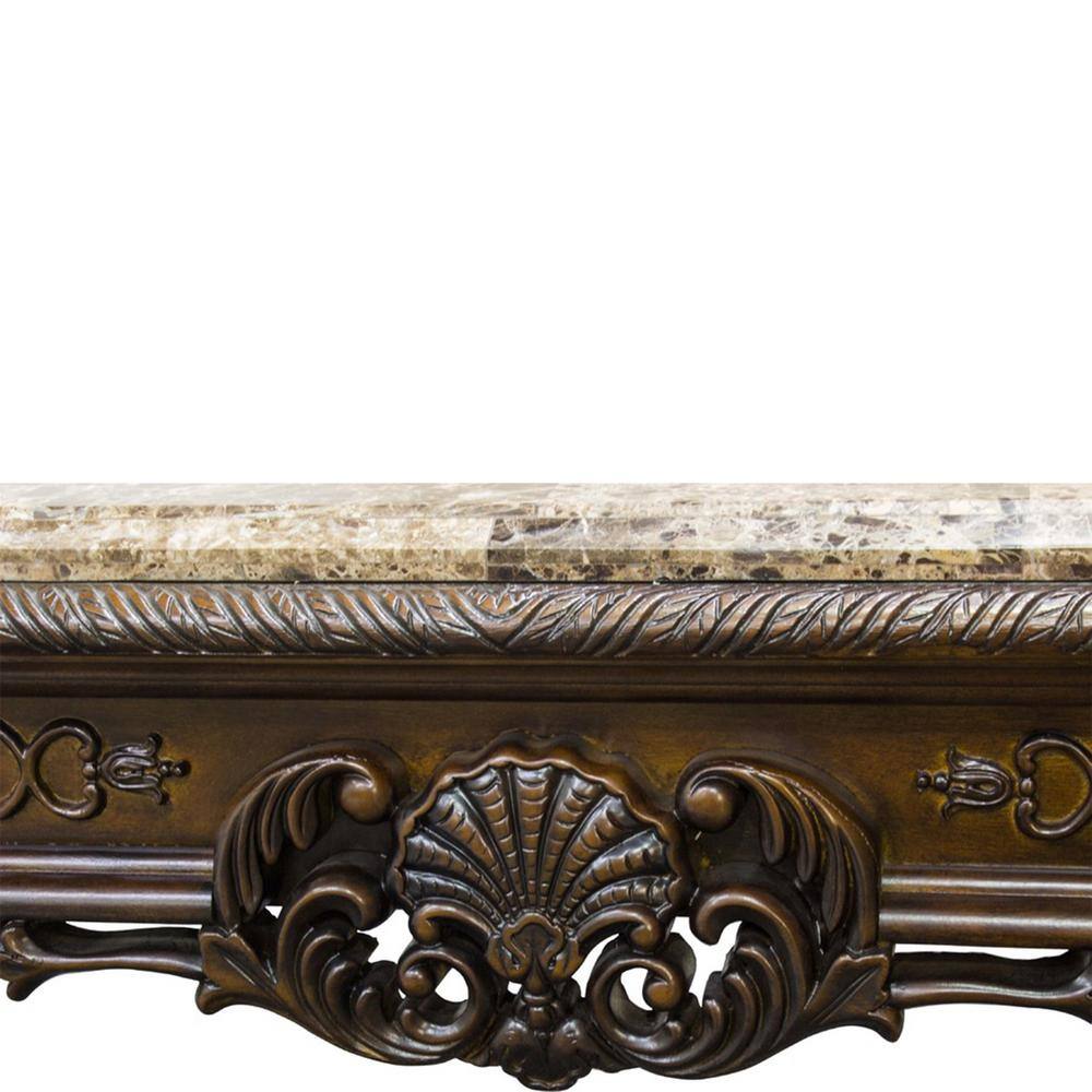 Cherry Wood and Faux Marble Square Coffee Table
