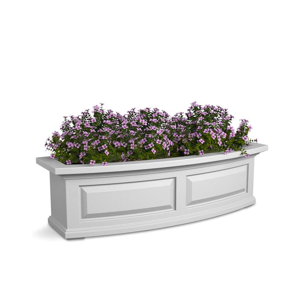 Mayne Nantucket 36 in. x 11.5 in. Self-Watering White Polyethylene ...