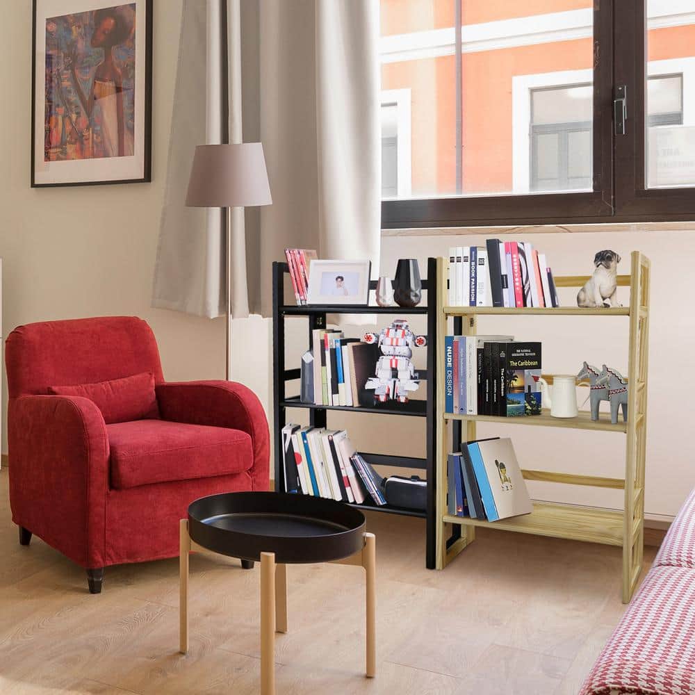 Mission Casual Espresso Solid Pine 3-Shelf Folding Bookcase