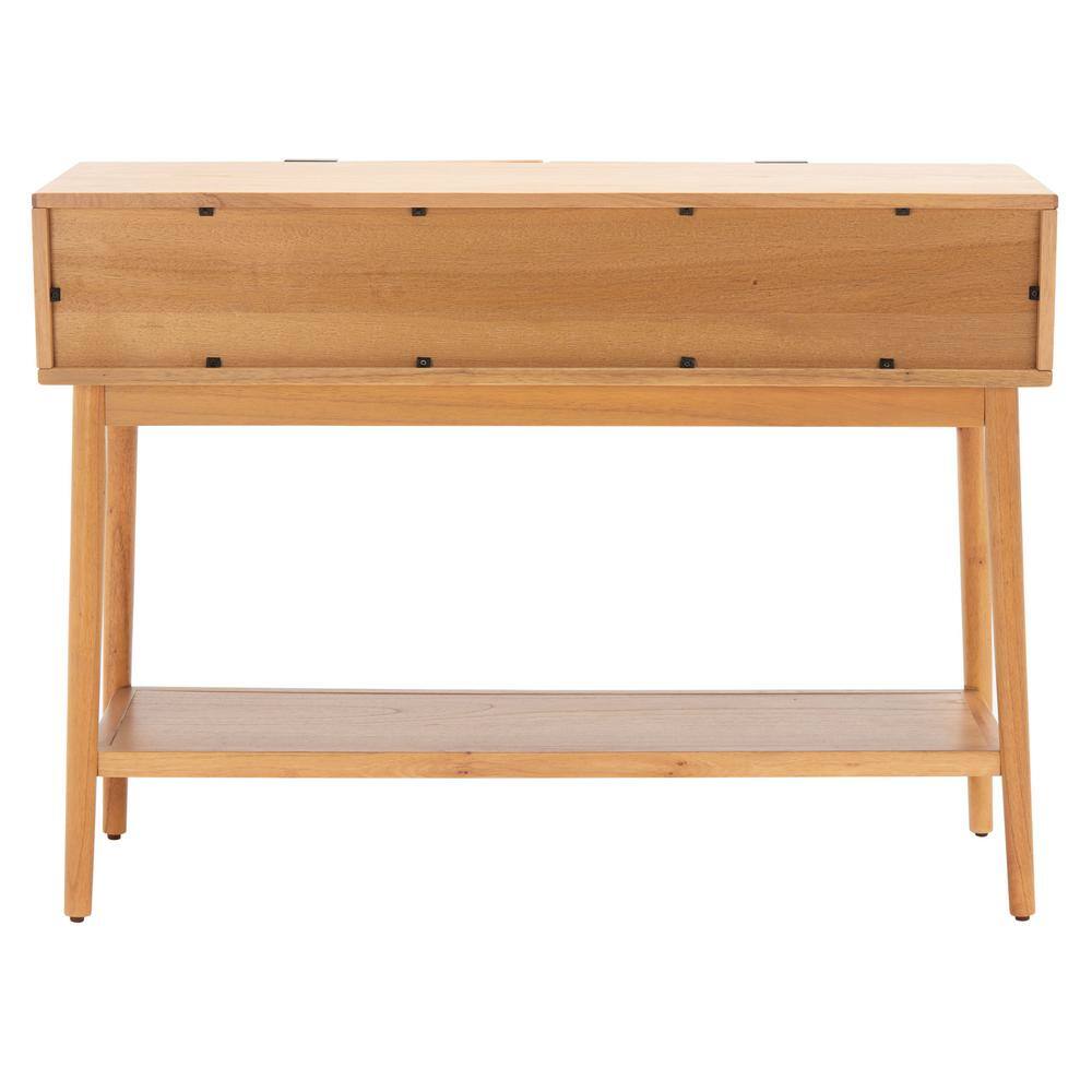 Natural Wood and Rattan 47" Console Table with Storage