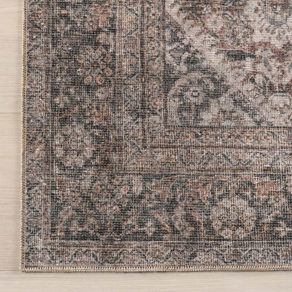 Hillstone Brown Rectangular Synthetic Vintage Medallion Area Rug