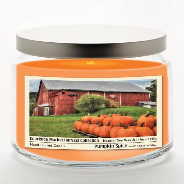 Pumpkin Barn 14 oz Candle Glass Jar with Brushed Silver Metal Lid