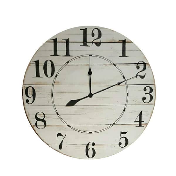 AVERY ST DESIGN CO Diane 30 Inch White Farmhouse Wall Clock