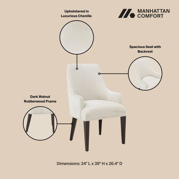 Manhattan Comfort Beever Modern Cream Chenille Fabric