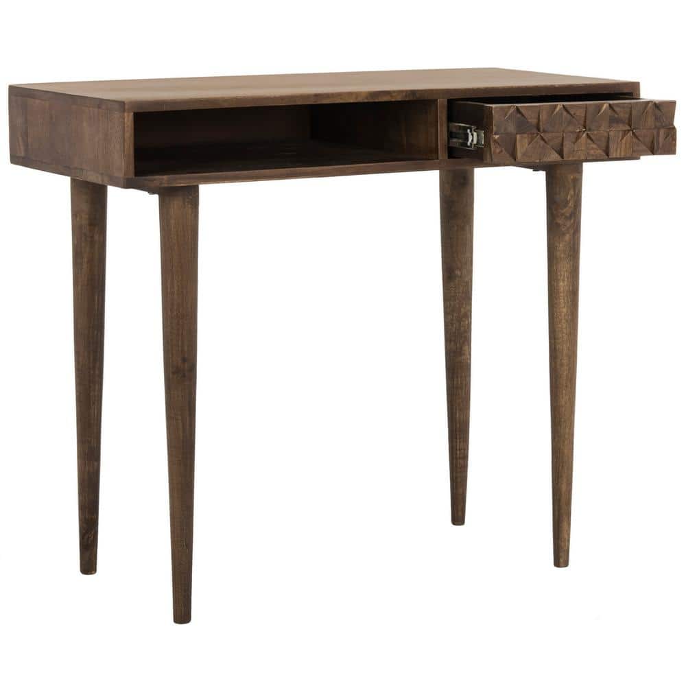 Transitional Walnut Wood Home Office Desk with Drawer