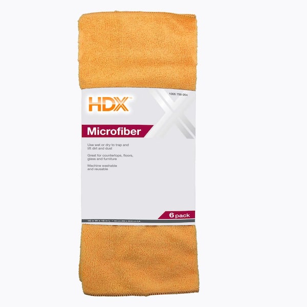 HDX 16 in. x 16 in. Multi-Purpose Microfiber Towel (6-Pack)