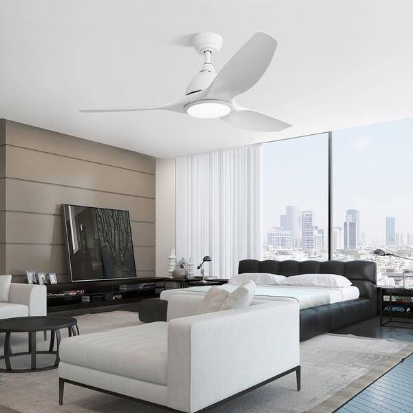 Jushua 52 in.White Indoor Ceiling Fan with 22W LED Light, 3