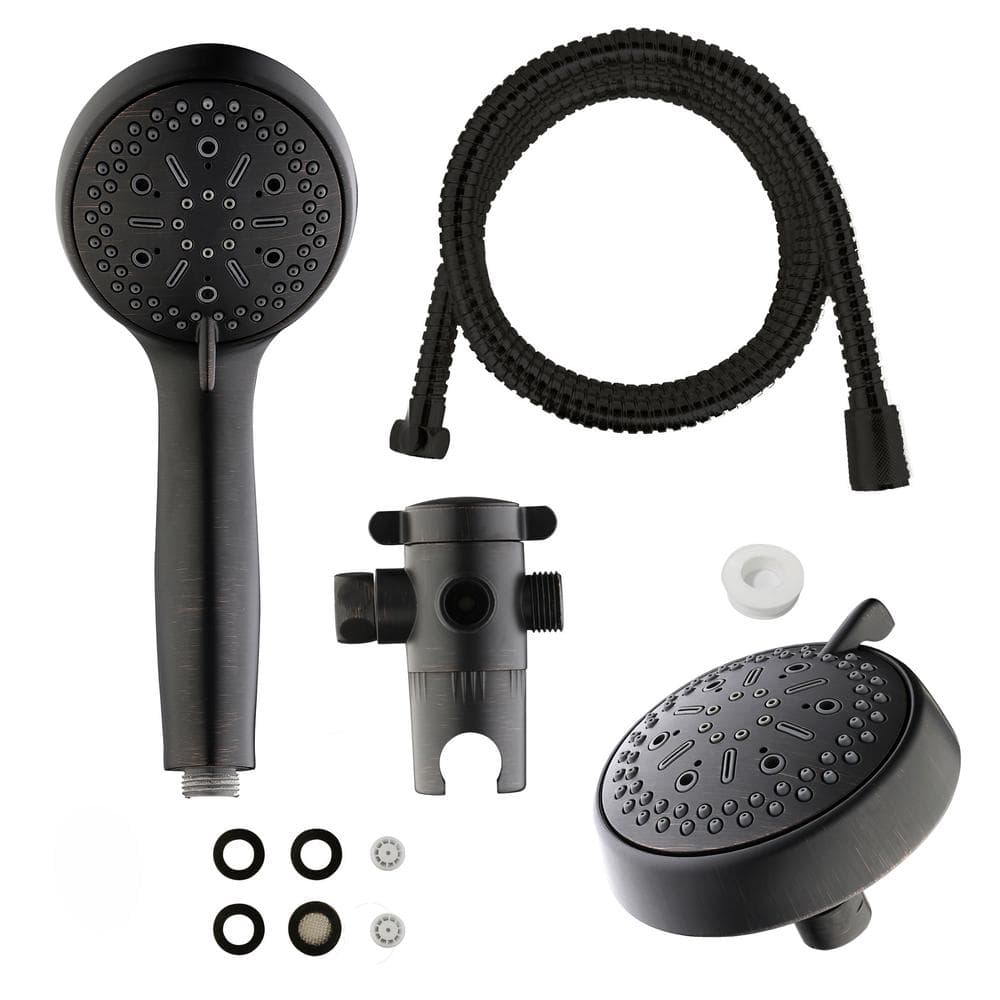 Rubbed Bronze Dual Head Handheld Rain Shower System