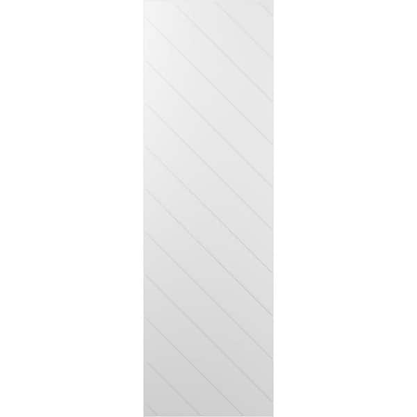 Ekena Millwork 12 in. W x 29 in. H True Fit PVC Diagonal Slat Modern Style Fixed Mount Board and Batten Shutters White