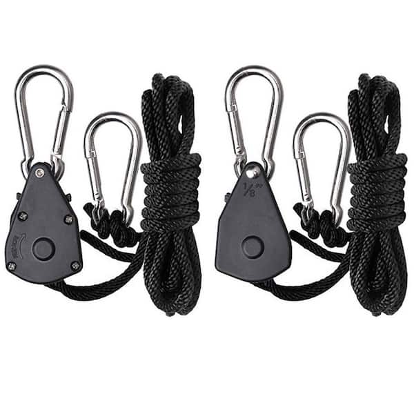 Pair of 1/8'' Pulley Adjustable Heavy Duty Rope Ratchet Hanger for Grow Light 