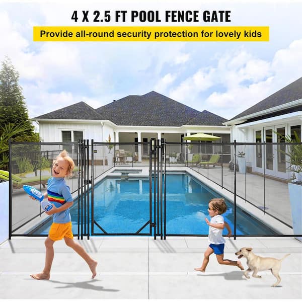 Pool Fence - EZ-Guard Self-Closing Self-Latching Gate - Black 4'  Tall