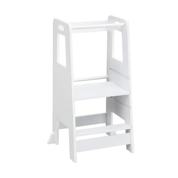 Huluwat White MDF Child Step Stool with Adjustable Standing