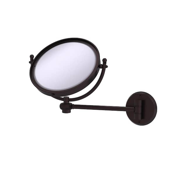 Allied Brass 8 in. W x 10 in. H Small Large Round Tri Fold Metal Framed Magnifying Wall Bathroom Vanity Mirror in Antique Bronze