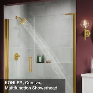Cursiva 3-Spray Patterns 6.75 in. Wall Mount Fixed Showerhead in Vibrant Brushed Moderne Brass