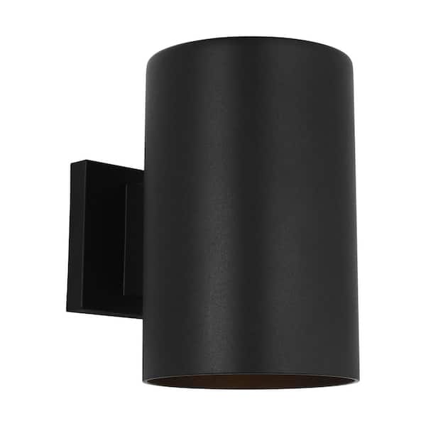 Generation Lighting Outdoor Cylinders Medium 1-Light Textured Black StoneStrong Dark Sky Outdoor Wall Lantern
