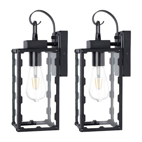 6 in. 1-Light Black Outdoor Weather Resistant Wall Lantern with Clear Glass,Wateproof Wall Scones for Porch/Driveway