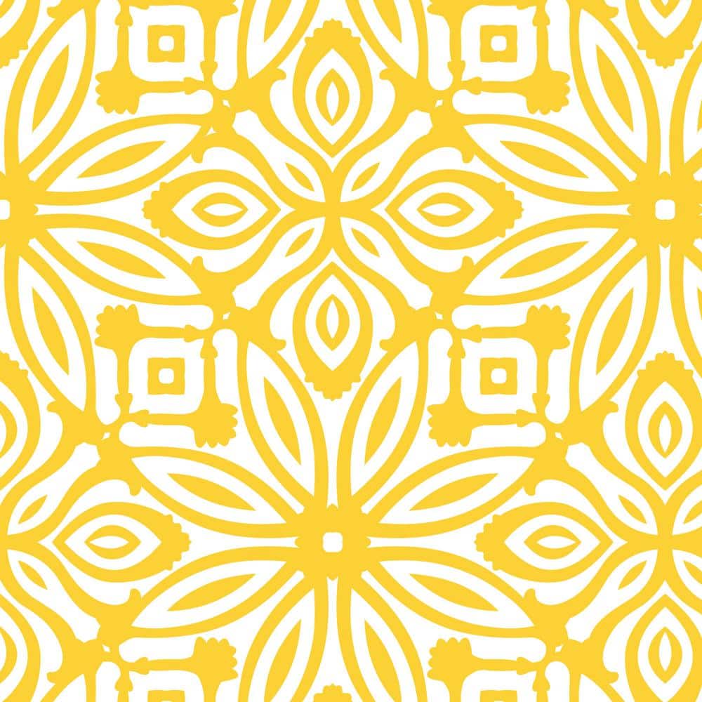 Geo Flowers Yellow Peel and Stick Vinyl Wallpaper