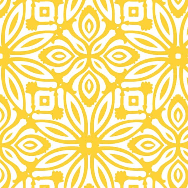 Unbranded Geo Flowers Yellow Peel and Stick Vinyl Wallpaper