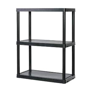 Black 3-Tier Plastic Garage Storage Shelving Unit (24 in. W x 33 in. H x 12 in. D)