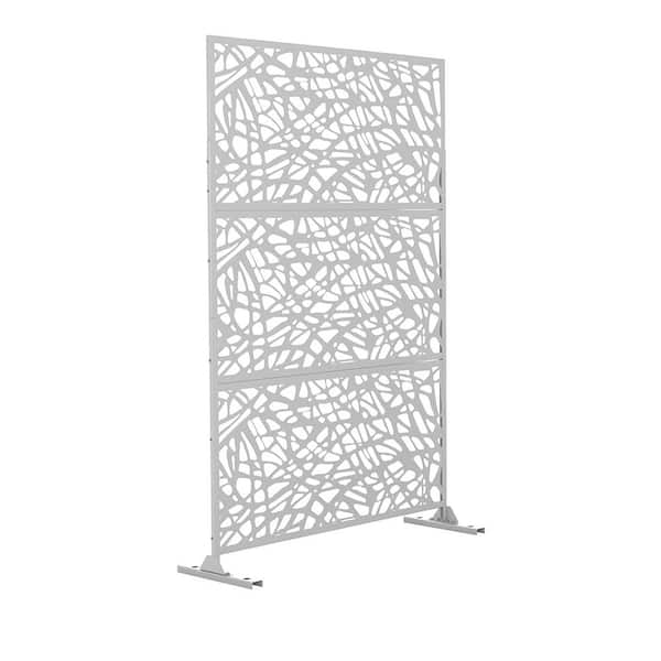 6.5 ft. H x 4 ft. L Laser Cut White Metal Privacy Screen 3-Panels H ...