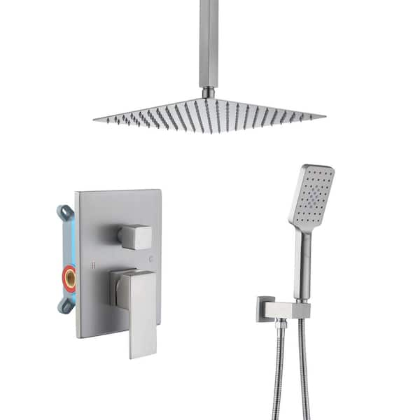 CASAINC 3-Spray Pattern 10 in. Ceiling Mount Shower System Shower Head ...