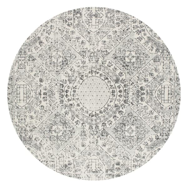 nuLOOM Minta Modern Persian 4 ft. Gray Round Rug