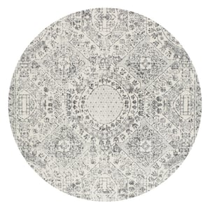 Minta Modern Persian 5 ft. Gray Round Rug