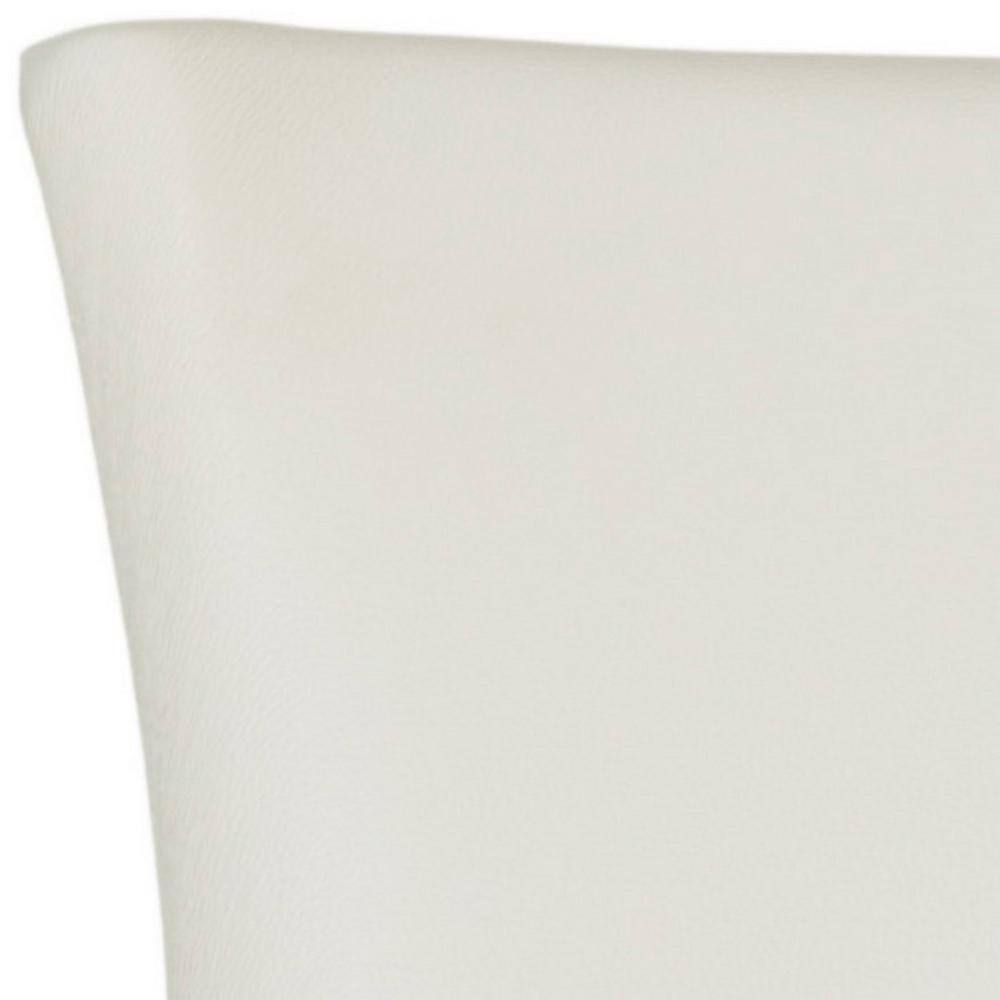 Elegant White Leather Upholstered Side Chair with Birch Wood Legs