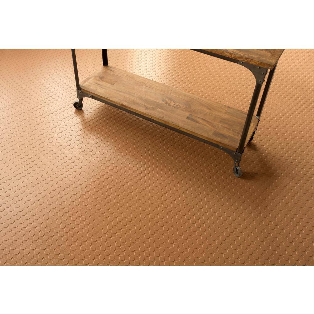Sandstone Raised Coin Pattern Vinyl Garage Flooring Mat, 7.5 ft. x 17 ft.