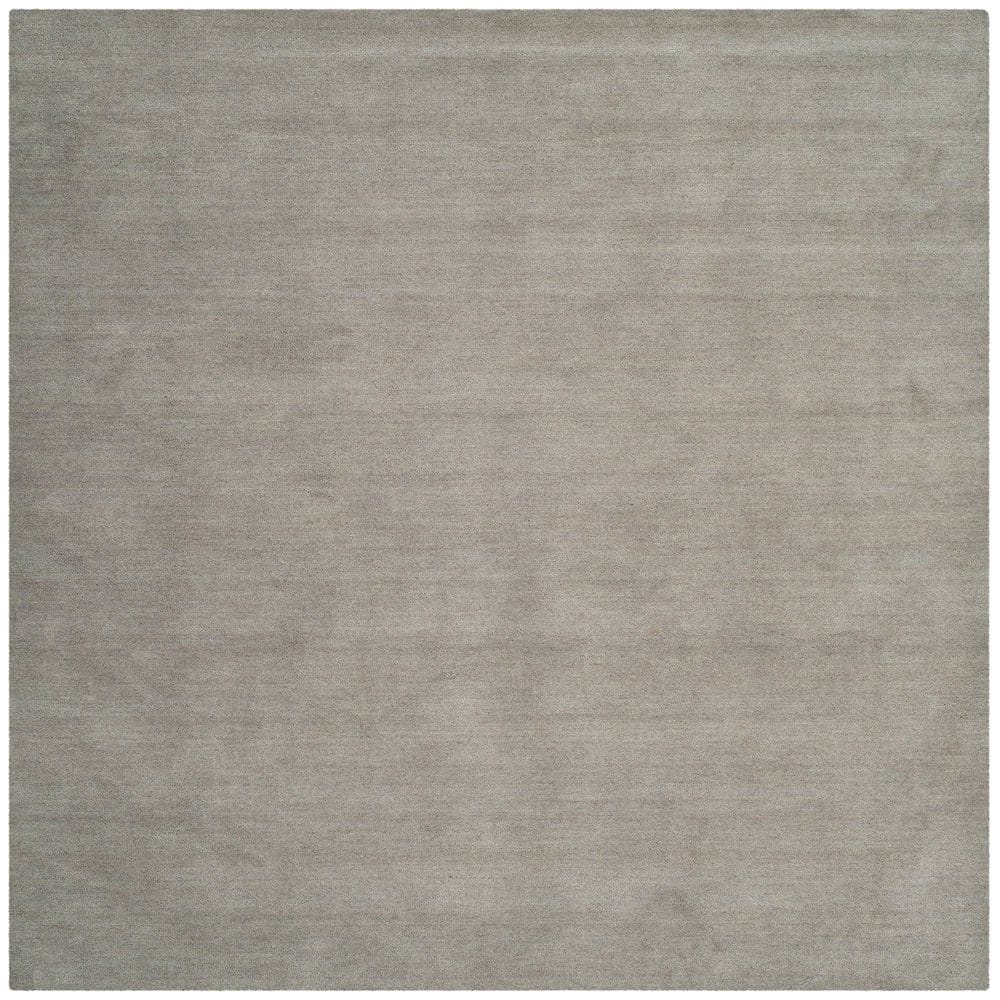 Hand-Tufted Artisan Gray Shag Wool Square Rug, 62"