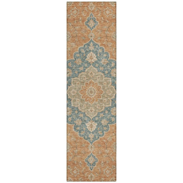 Chantille Machine Washable Indoor/Outdoor Abstract ACN3081 Terracotta 2 ft. x 7 ft. Runner Rug