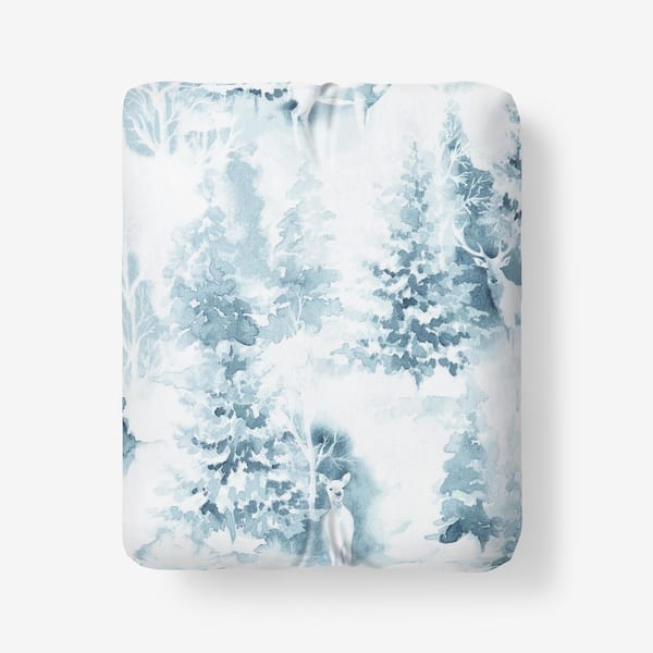 The Company Store Legends Hotel First Snow Velvet Flannel Blue Cotton Full Fitted Sheet