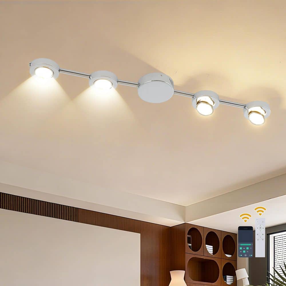 32.28 in. 24-Watt Chrome Indoor Dimmable Integrated LED Flush Mount 6500K 1440 Lumens with Remote Included for Bedroom price history on PriceWatchPro