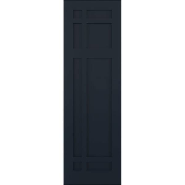 Ekena Millwork True Fit 12 in. x 71 in. Flat PanelSan Juan Capistrano Mission Style Fixed Mount Shutters Pair in Starless Night Blue